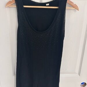 Black Going-Out Tank – Rhinestone Detail – M
